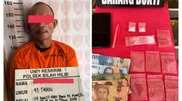 Dilaporkan Warga Lagi, Seorang Pria Diamankan Unit Reskrim Polsek Bilah Hilir di Desa Sei Tampang.