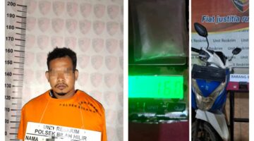 Ucok Bomban Lompat ke Sungai Diamankan Team Unit Reskrim Polsek Bilah Hilir, 1.60 Gram Diduga Sabu Turut Disita.