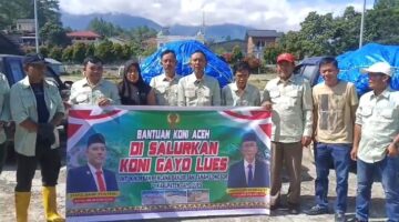 KONI Gayo Lues Terjunkan Tim Salurkan Bantuan Sembako untuk Pengungsi Terdampak Banjir dan Longsor