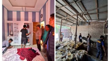 Bersama Perangkat Desa, Polsek Bilah Hilir Gerebek Sarang Narkoba di Desa Tanjung Haloban.