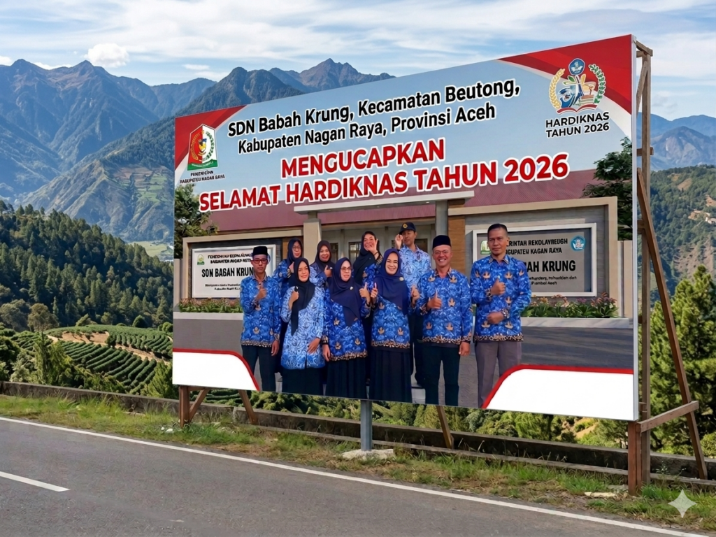 Keluarga Besar SDN Babah Krung Kecamatan Beutong Kabupaten Nagan Raya Provinsi Aceh Mengucapkan Selamat Hardiknas Tahun 2026