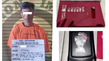 Tindaklanjuti Informasi Masyarakat, Sugik Ditangkap Team Unit Reskrim Polsek Bilah Hilir, 7 Paket Sabu Turut Disita.
