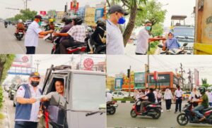 LPM kota Pekanbaru 15 Kecamatan bagikan masker di jalan Tabek Gadang Panam
